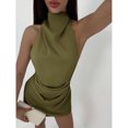 thumbnail image 4 of Minimalist Backless Tie-Up Pleated Mini Dress For Women, 4 of 10