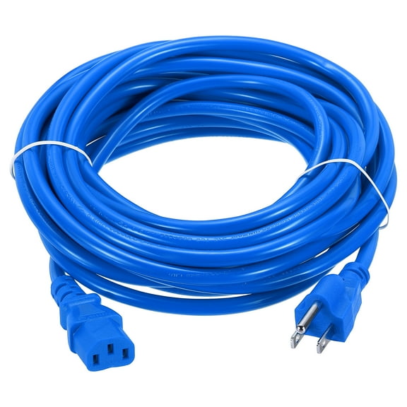 Uxcell 25ft 18 AWG Blue 18/3 Universal Power Cord C13 to NEMA 5-15P 10A 125V 3-Prong Extension Power Cord