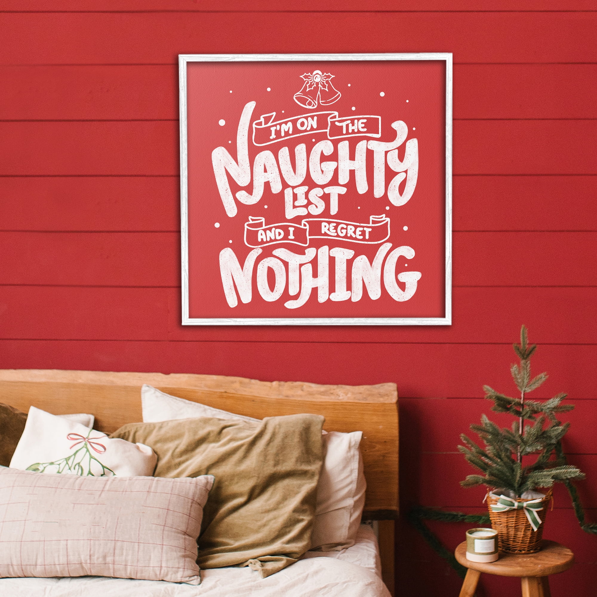 Stupell Industries Naughty List Regret Nothing White Framed Giclee Art, design by Tobe Fonseca