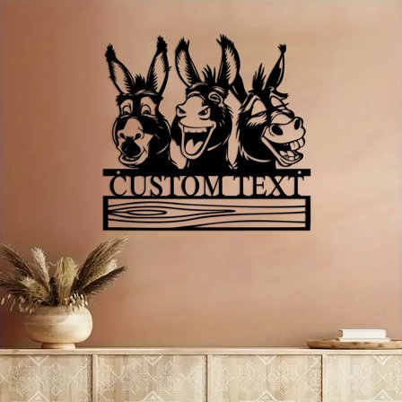 Custom Donkey Metal Wall Art Name Sign, Personalized Donkey Metal Wall Decor, Donkey Decor, Donkey Farm Gift, Farmhouse Decor