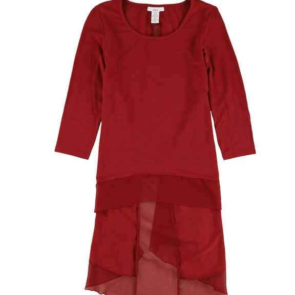 bar III Womens Chiffon-Trim Tunic Blouse, Red, Small
