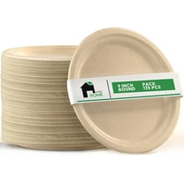 EconoHome 9 Inch Compostable Eco-Conscious Party Plates, Bagasse, 125 Pack
