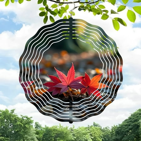 3D Metal Hanging Wind Spinners with Wavy Pattern Design – Vibrant Red Leaves – Unique Yard and Garden Decor 3D Metal Hanging Wind Spinners with Wavy Pattern Design – Vibrant Red Leaves – Unique Yard and Garden Decor