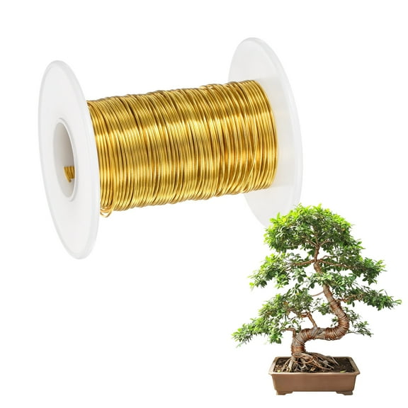 Uxcell 1-Pack Bonsai Training Wire, 0.8mm x 66ft/20m Anodized Aluminum Bonsai Tree Wire for Fine Trunk [Yellow]