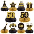 thumbnail image 1 of Gexolenu 10 Piezas Centros De Mesa De Panal De 50 Cumpleaños Oro Negro Saludos A 50 Años Centros De Mesa De Cumpleaños Adornos De Mesa Para Decoraciones De 50 Cumpleaños 50 Fabulosos Suministros De De, 1 of 3