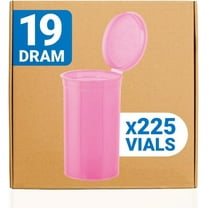 Loud Lock Pop Top Dram Bottles - Pink - 19 Dram - 225 Per Case - 2.75" Deep X 1.5" Wide - Packaging Supplies - Pill Vials - Rx Vial