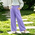 thumbnail image 2 of WXFAZCVU Toddler Girls Fleece Sweatpants Elastic Joggers Wide Leg Baggy Pants with Pockets Size 3-4 Years, 2 of 4