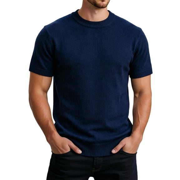 Afdoent Mens T Shirts Short Sleeve Knit T-Shirt Breathable Wicking Crew Neck Casual Tee Shirts For Daily Wear And Layering Summer Streetwear