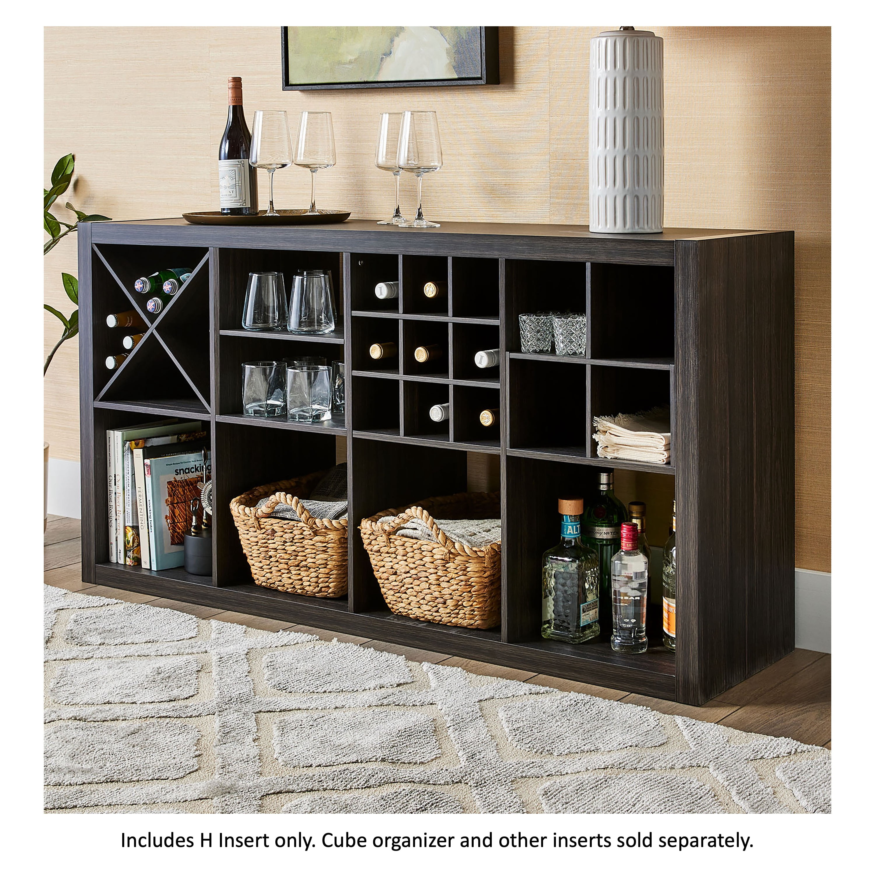 (4 pack) Better Homes & Gardens H Shelf Insert for Cube Organizers, Tobacco Oak