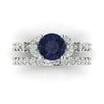 thumbnail image 2 of Clara Pucci 18K White Gold Round Cut 1.5Ct Simulated Blue Sapphire Engagement Ring + Matching Band - Luxury Box Included, 2 of 7