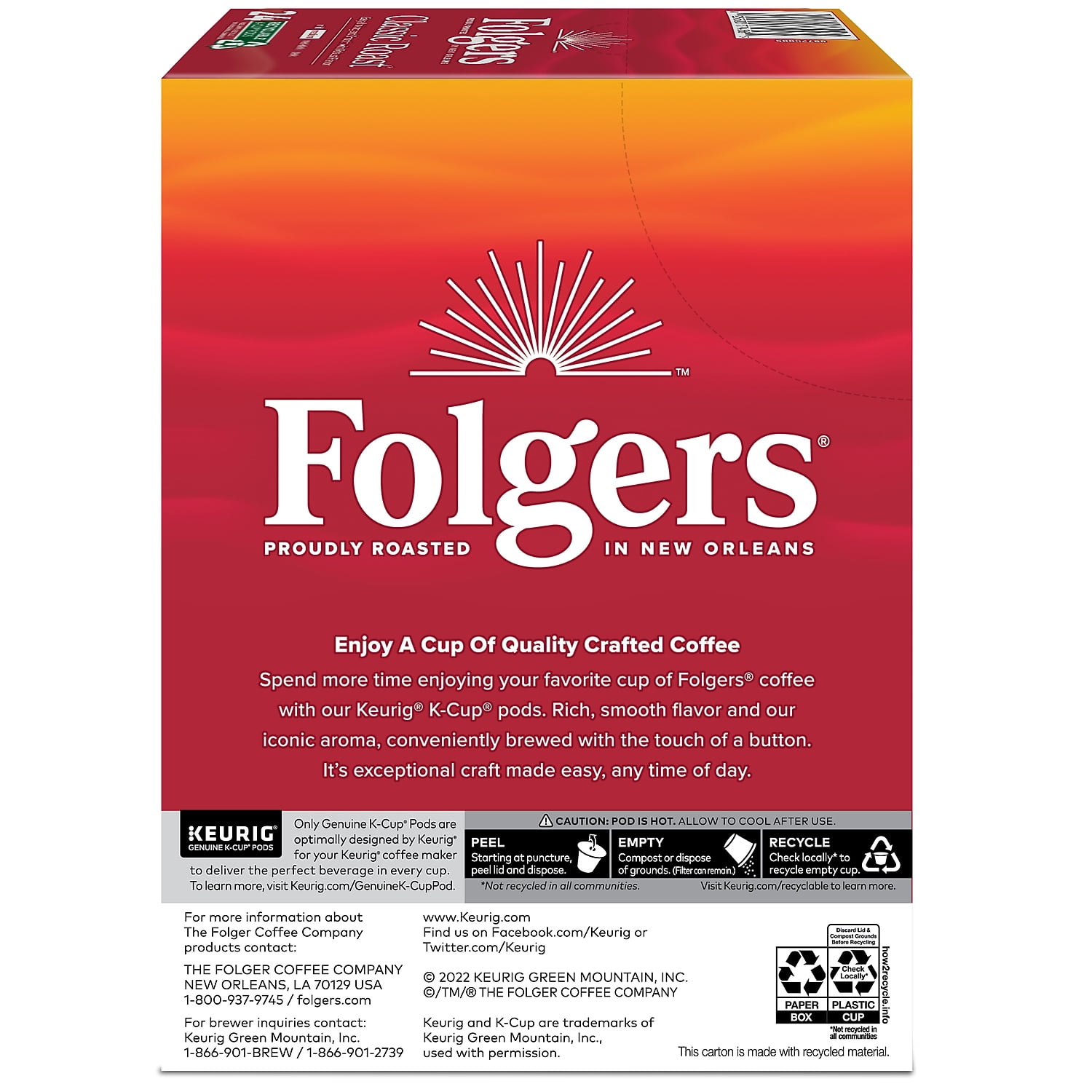 Folgers Classic Roast K-Cup for Keurig Brewers, 96 Count