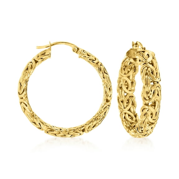 Ross-Simons 18kt Gold Over Sterling Medium Byzantine Hoop Earrings, Women's, Adult
