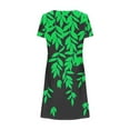 thumbnail image 5 of DailyTrove Women's Leaf Print V-Neck Midi Dress, Short Sleeve, Casual Daily & Garden Wear, Lightweight Rayon Blend, 5 of 6