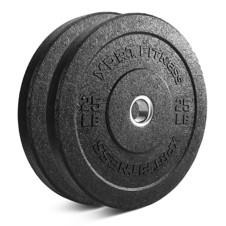 XPRT Fitness Olympic Crumb Rubber Bumper Weight Lifting Plate for Cross Training, Olympic Lifting, Powerlifting, Strength & Conditioning, Fits 2 In. Diameter Barbell - 25 Lb. Pair