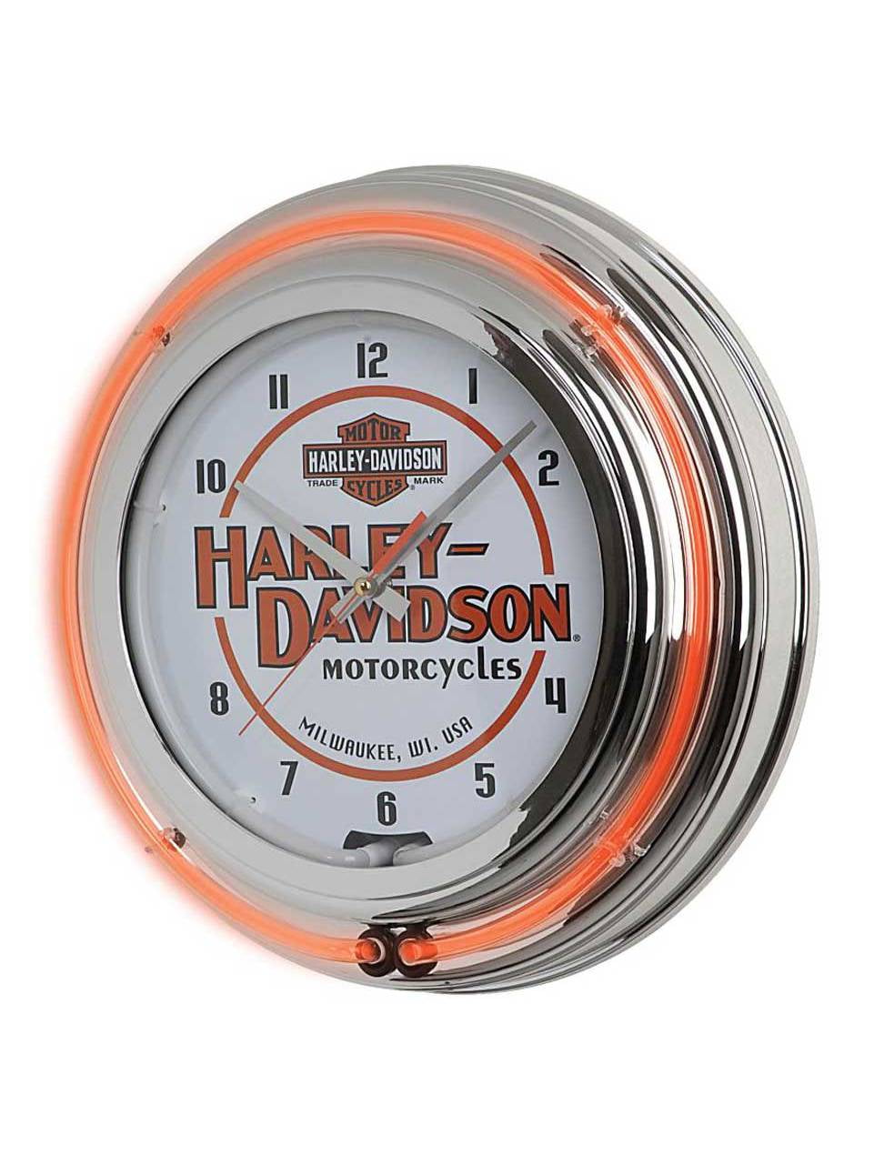 Harley-Davidson Bar & Shield LED Clock, Long Lasting Bright Orange