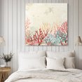 thumbnail image 4 of Red Coral Coastal Wall Art Painting on Canvas, Summer Beach Ocean Shells Starfish Turtle Canvas Art Home Prints Wall Art Framed Modern Artwork for Living Room Bedroom Wall Decor 12x12in, 4 of 9