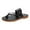 Black, variant on CQONEPT Women's Slide Sandals Flat Toe Ring Thongs with Cross Strap Trendy Slip-On Flats Size 7 Black