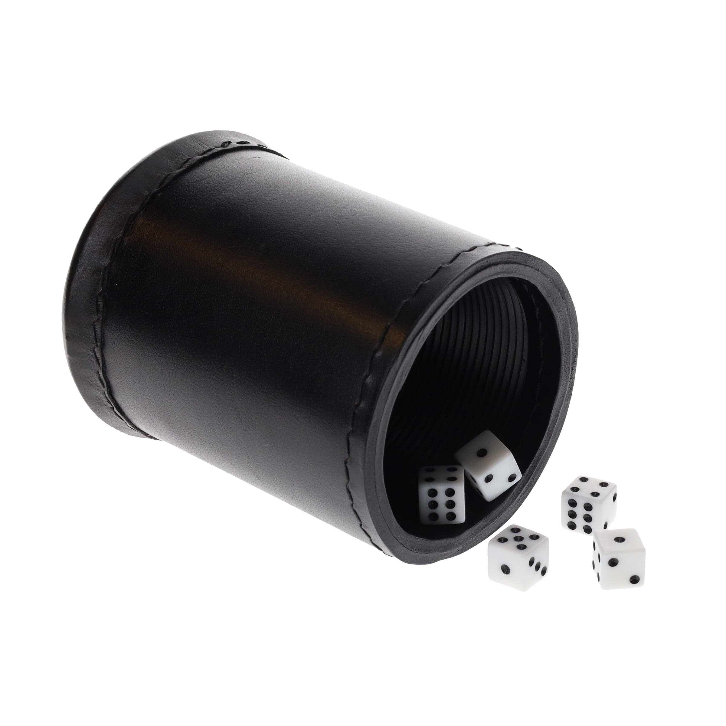 WE Games Large Black Leather Dice Cup Set - 5 Dice for 10 Dice Games