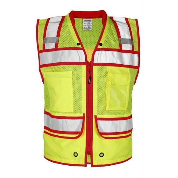 Kishigo B61029308 Color Contrast High Performance Surveyors Vest, Lime & Pink - 4XL