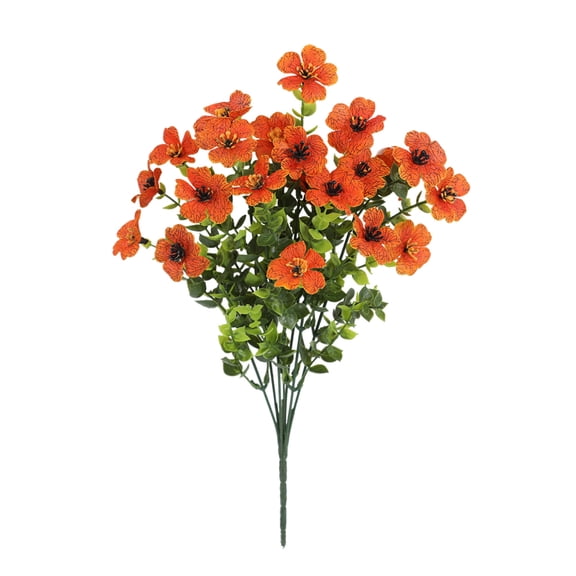 20 Bundles Artificial Flowers for Outdoor Decor - Resistant Silk & Plants, Real Looking Flowers for Garden, Porch & Window Box Decoration (Light Autumn Orange)