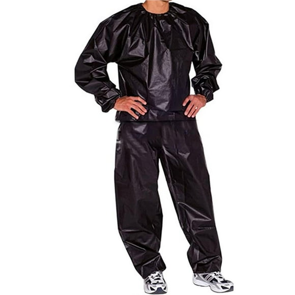 Langgg Fitness Sweat Sauna Waterproof Suit Heavy Duty Weight Loss Exercise Training Windproof Warmer Clothing Bodybuilding Black L