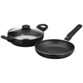 thumbnail image 1 of Aluminium 2 Piece Non-Stick Cookware Set with Detachable Handle| Granite Finish, 1 of 7
