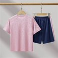 thumbnail image 3 of ATOGUTA Boys Girls Summer Outfits 4T-13 2 Piece Athletic Crewneck T-Shirt and Shorts Outfit for Boys Pink, 3 of 3