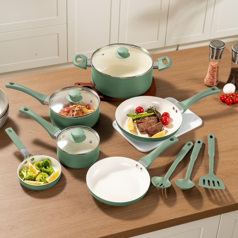 Mainstays Ceramic Aluminum, 12 Piece, Pots and Pans Cookware Mainstays Ceramic Aluminum, 12 Piece, Pots and Pans Cookware