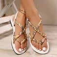 thumbnail image 7 of White Womens Sandals Round Toe Open Toe Thong Flat Design Bohemian Style With Elastic Back Casual Outdoor Wear For Versatile Styling Size 38, 7 of 7