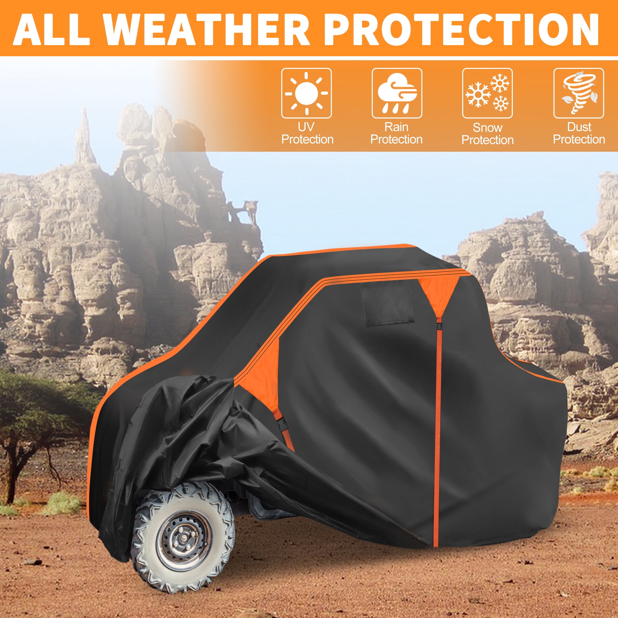 Unique Bargains Side by Side UTV Cover 210D-PU Black Orange for Ranger XP 1000