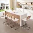 thumbnail image 3 of Zesthouse 26" Rattan Counter Height Bar Stools Set of 4, Boucle Upholstered Barstools with Cane Back and Chrome Base, Mid Century Counter Height Chairs for Kitchen Island, White, 3 of 11