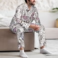 thumbnail image 7 of Naloa Vintage Butterflies Men’s Pajamas Set - Long Sleeve Button Down Sleep Shirt and Pajama Bottoms Sleepwear Set-Medium, 7 of 7