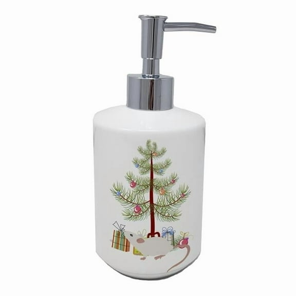 Carolines Treasures CK4466SOAP 7 x 3.5 in. Unisex White Domestic Mouse Merry Christmas Ceramic Soap Dispenser