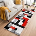 thumbnail image 2 of Red Black 2'x6' Runner Rug, Abstract Geometric Grey White Middle Century Washable Non-Slip Area Rugs for Hallway Kitchen Floor Bedroom Entryway, Laundry Carpet Decoration Indoor Mat, 2 of 9