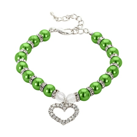 2/1pcs Cat Dog Pearl Collar Heart Shape Rhinestones Pearl Pet Necklace Adjustable Neck Strap Wedding Party Pet Jewelry Accessories For Puppy Small Cats