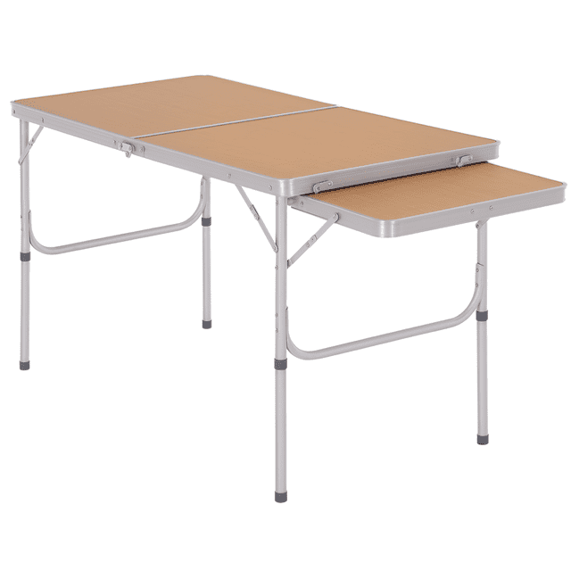 4ft Picnic Table with Slide Shelf Outdoor Portable Aluminum Folding Table 2 Adjustable Height