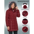 thumbnail image 4 of Wantdo Women's Long Coat Insulated Winter Jacket Waterproof Outerwear Coat with Hood Wine Red XL, 4 of 7