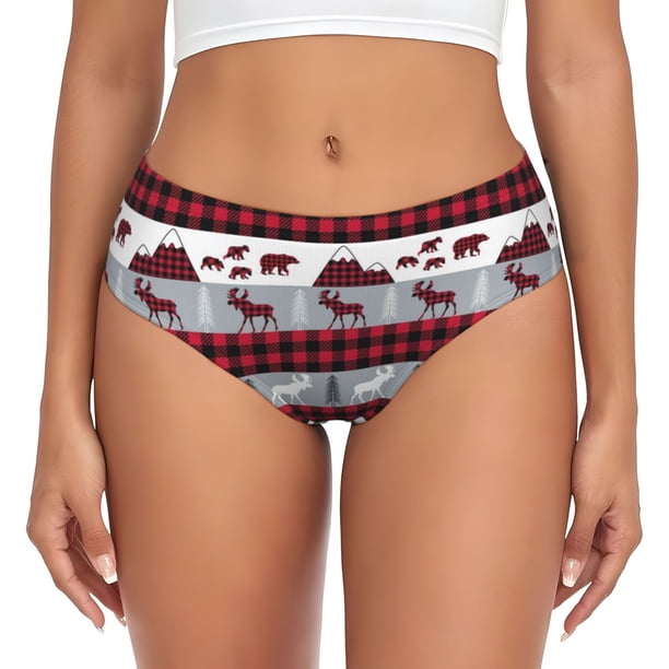 Balery Buffalo Plaid Forest Ropa Interior de Algodón para Mujer con Dibujo – Braguitas Cómodas y Elásticas, Estilo Clásico-X-Small