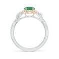 thumbnail image 2 of ANGARA Natural Oval 1.1 ct Emerald Twisted Vine Ring with Diamond Halo in 14K White & Rose Gold for Women (Size-8x6mm) | May Birthstone, Anniversary, Jewelry Gift for Women | Natural Emerald Ring, 2 of 9