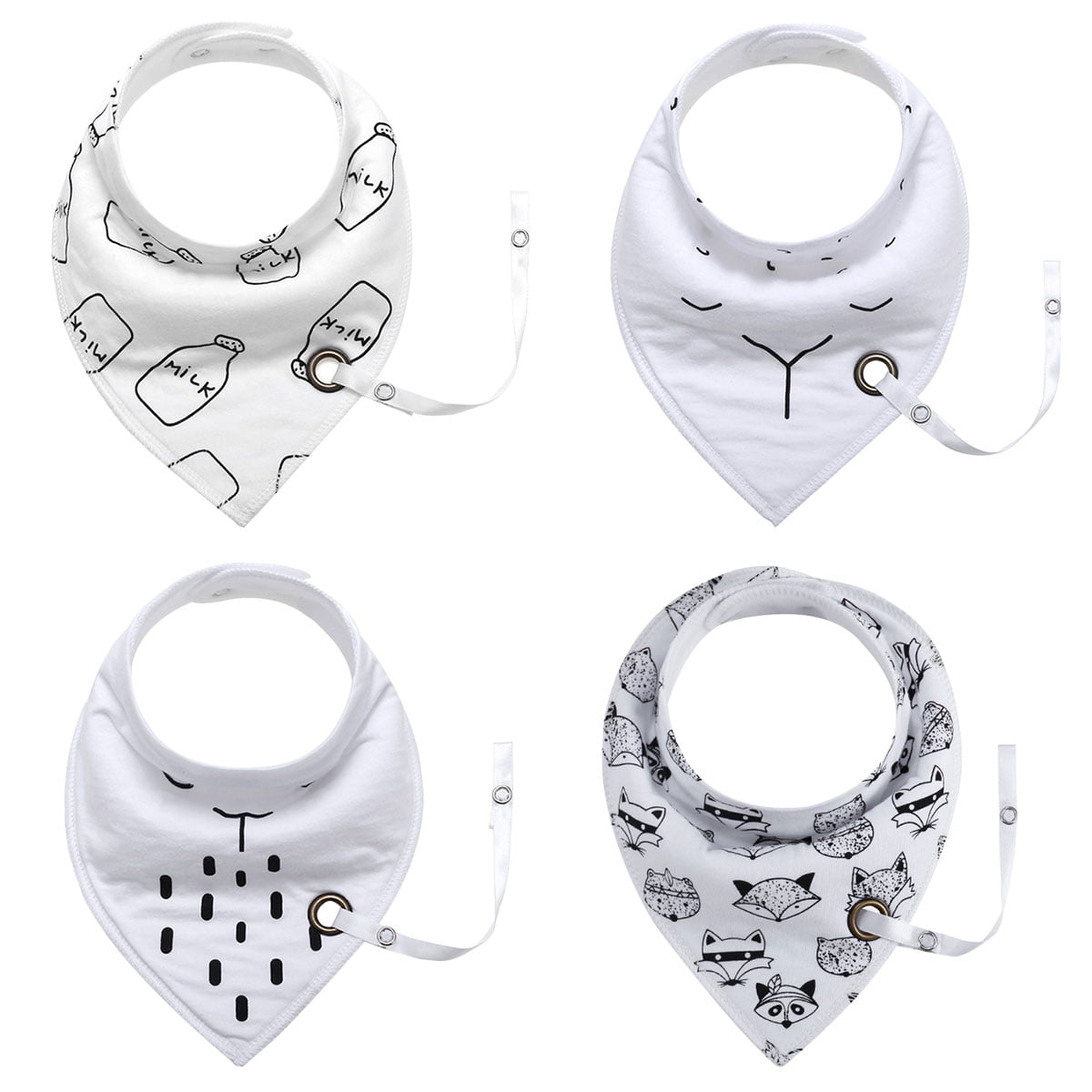 Baby Bibs With Dummy Clips Chain Pure Cotton Bandana Feeding Kids Toddler 