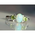 thumbnail image 2 of Unique Opal and Peridot Engagement Ring 925 Ring Opal Wedding Ring Art Deco Opal Bridal Ring Three Gemstone Wedding Ring Unique Promise Ring, 2 of 2