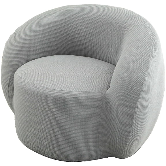 Round Swivel Barrel Chair Cover Modern Accent Round Armchair Slipcover Soft Stretch Chair Covers for Living Room(Light gray grid)