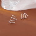 thumbnail image 5 of Solid 925 Sterling Silver CZ Half Hoop Earrings Huggie for Women Hoops Earrings Ear Lobe Cuff Piercing Studs Earrings, 5 of 11