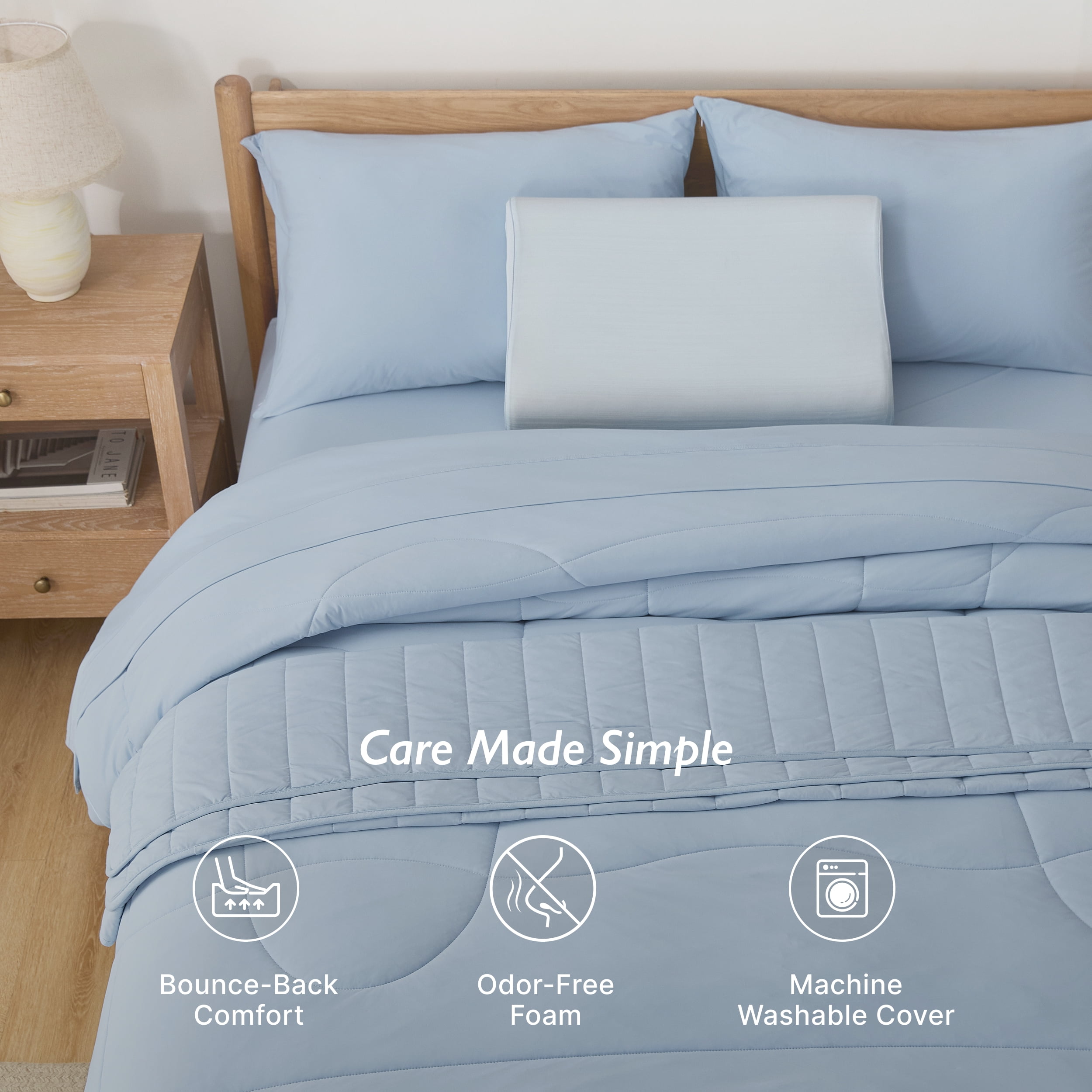 Breescape Essentials B-Cool Cooling Memory Foam Contour Neck Support Pillow, Blue