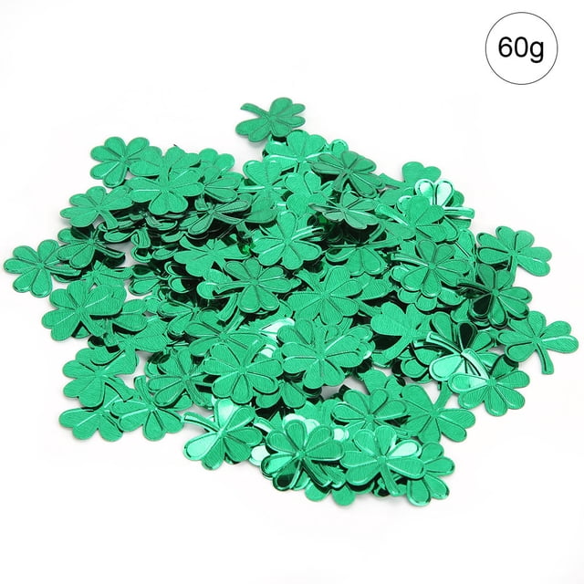 Bolsa de 60 g de confeti de mesa único y hermoso para decoración de globos del Día de San Patricio (hierba verde de 4 hojas)