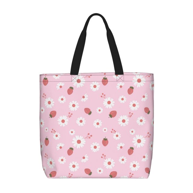 Balery Hand Drawn Strawberry Bolsa de Mano para Mujeres con Cremallera, Bolsa de Gimnasio con Compartimentos, Bolsa para Laptop, Bolsa para Trabajo