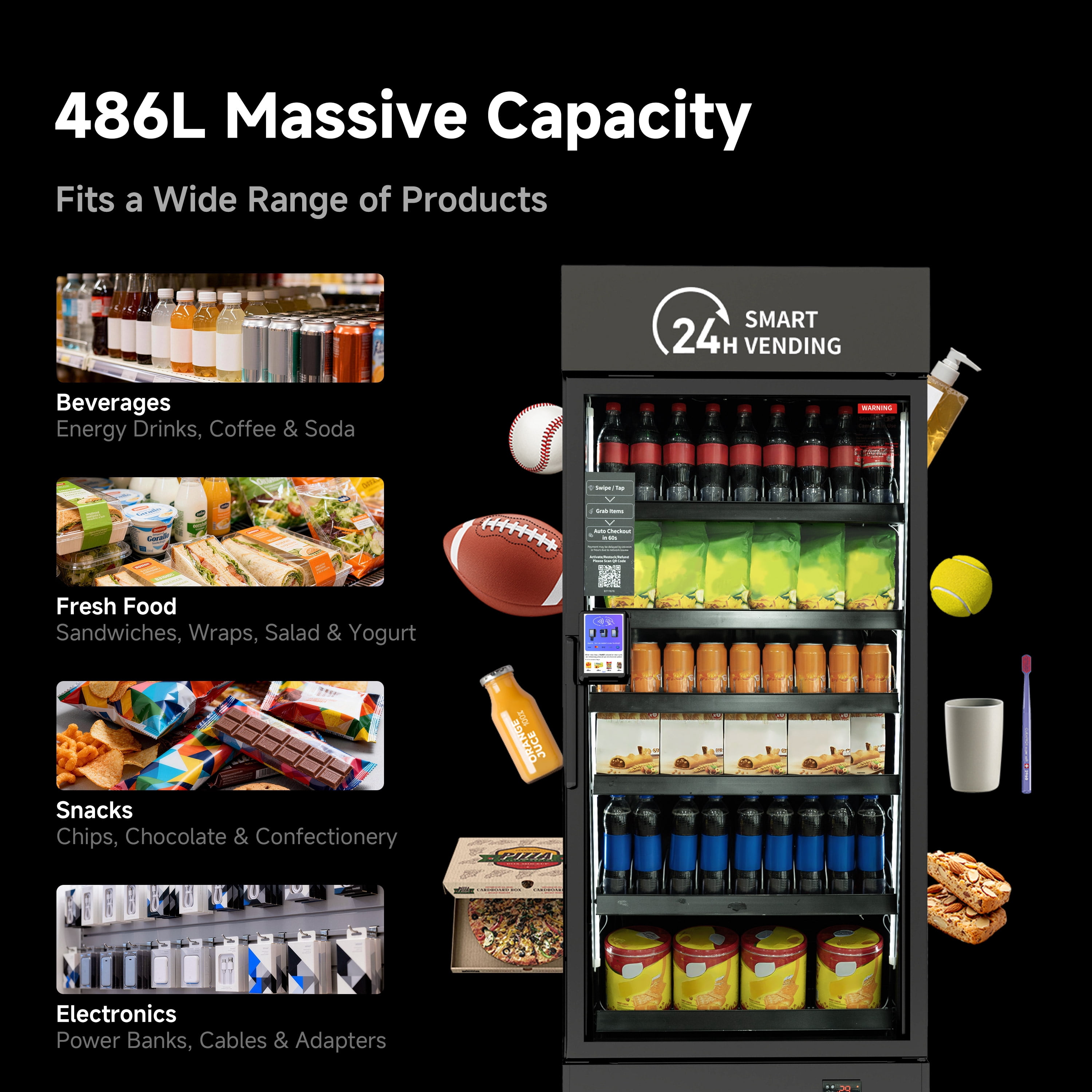 AI Smart Vending Machineor for Business - 24/7 Grab & Go Combo Vending Cashless, APP Control for Office/School/Gym