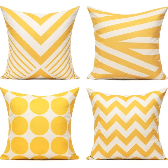 AUQ Yellow Outdoor Fall Throw Pillow Cases Decorative Cushion Covers Pillowcases 16X16 Set of 4 Accent Square Home Classroom Decor for Couch Sofa Patio,Kids Geometric Modern Decorations