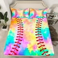 thumbnail image 2 of jejeloiu Colorful Tie Dye Twin Sheet Set (3-Piece) Baseball Sports Luxury Decor For Boys, 2 of 7