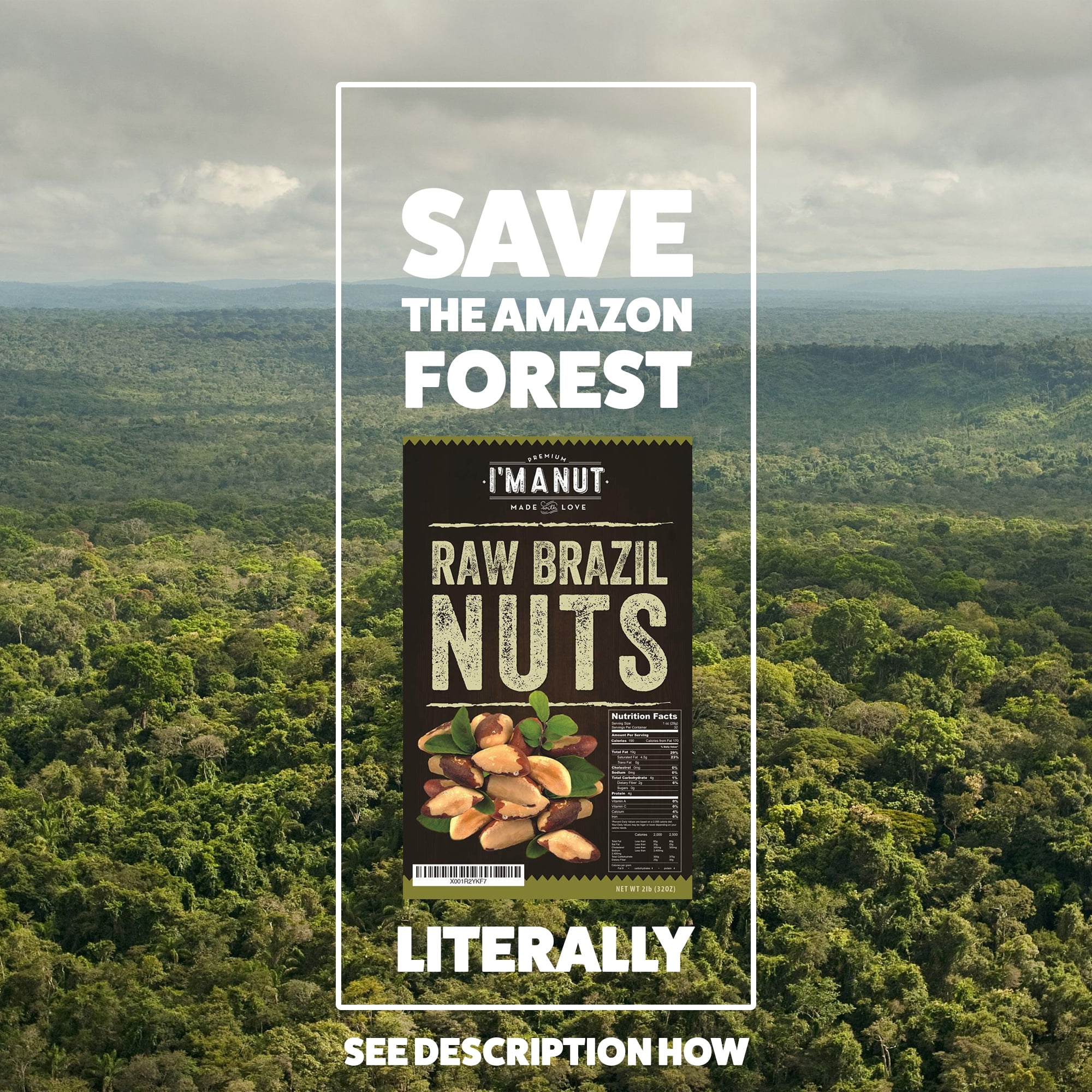 Raw Brazil Nuts -64 oz -Distinct and Superior to Natural No Herbicides or Pesticides No PPO Non GMO I'M A NUT